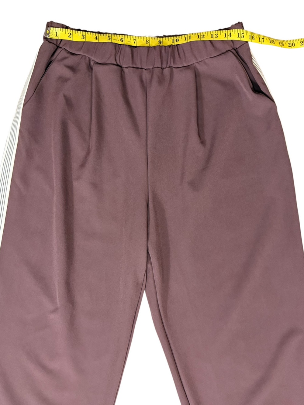 Maeve for Anthropologie “Aaron” Brown Wide-Leg Track Pants Cream Side Stripe NWT - Picture 8 of 14